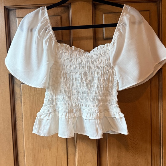 White Smocked Ruffle Top - Picture 5 of 5